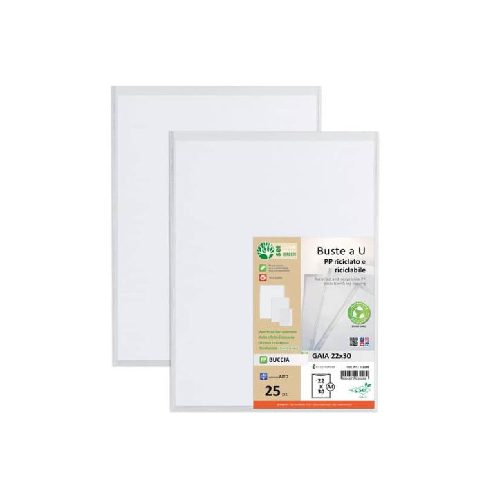 Buste in PP buccia Sei Rota Gaia trasparente 22x30 cm - confezione 25 pezzi - alto spessore - 722230 main product photo