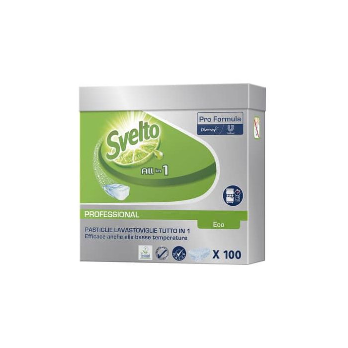 Detergente per lavastoviglie 3 in 1 Svelto ECO Professional 100 pastiglie 20 bianco conf. 100 pezzi - 100904028 main product photo