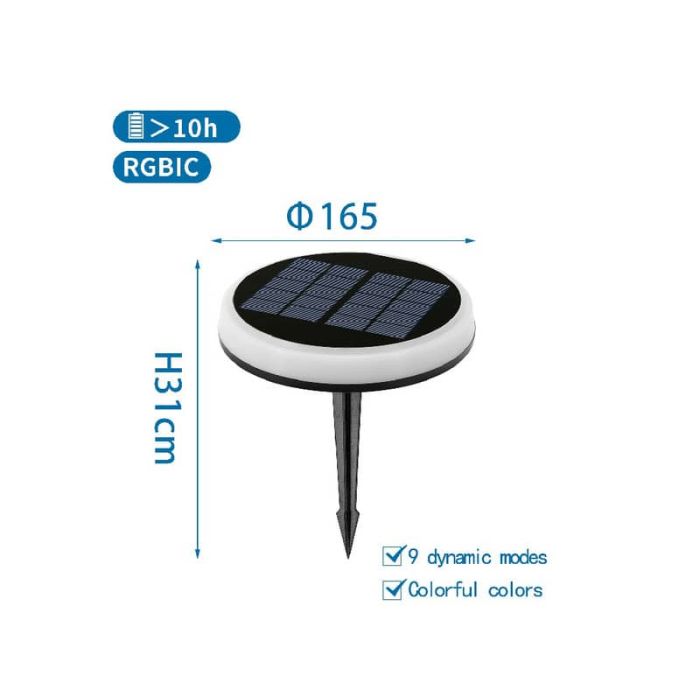 Faretto segnapassi LED da esterno con pannello solare e sensore crepuscolare Aigostar luce RGB - B10201AQ6 main product photo