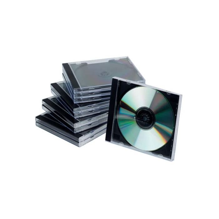Porta CD/DVD Q-Connect Jewel case standard sp. 10 mm nero/trasparente conf. 10 pezzi - KF02209 main product photo