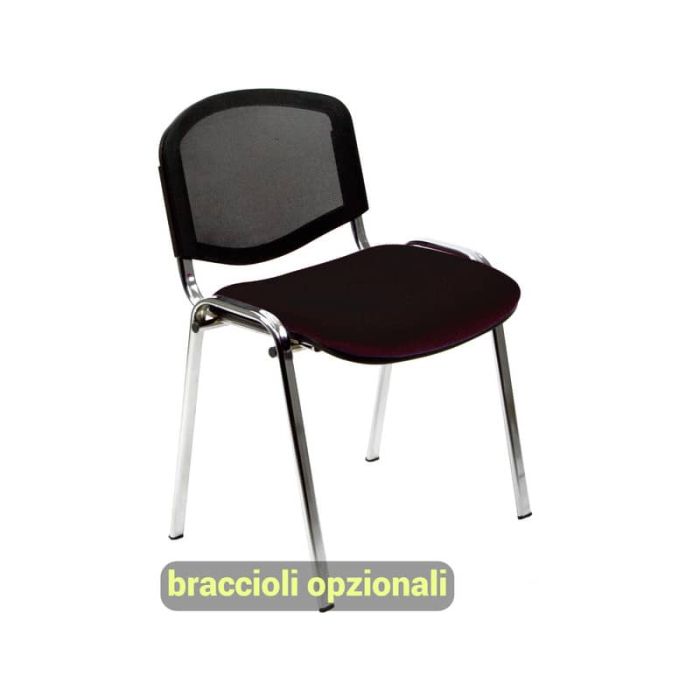 Sedia visitatore a 4 gambe Unisit Dado D5CN schienale in rete - rivestimento Eco nero - conf. 2 pezzi - D5CN/2/EN main product photo