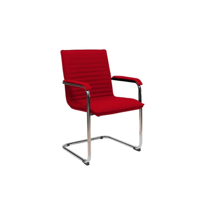 Sedia visitatore su slitta Unisit Cyndy CNS - rivestimento ignifugo rosso - con braccioli - CNS/IR main product photo
