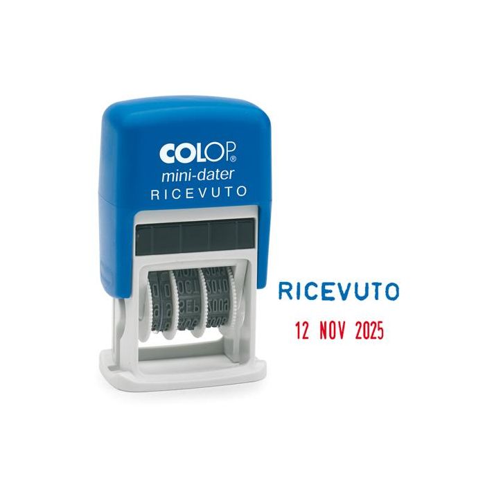 Timbro mini S160/L2 DATARIO + RICEVUTO 4mm autoinchiostrante COLOP main product photo