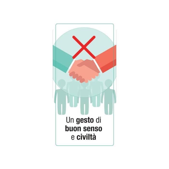 Adesivo segnaletico "Un gesto di buon senso e civiltà" (logo vietata stretta di mano) 15x30 cm multicolore - 30027 main product photo