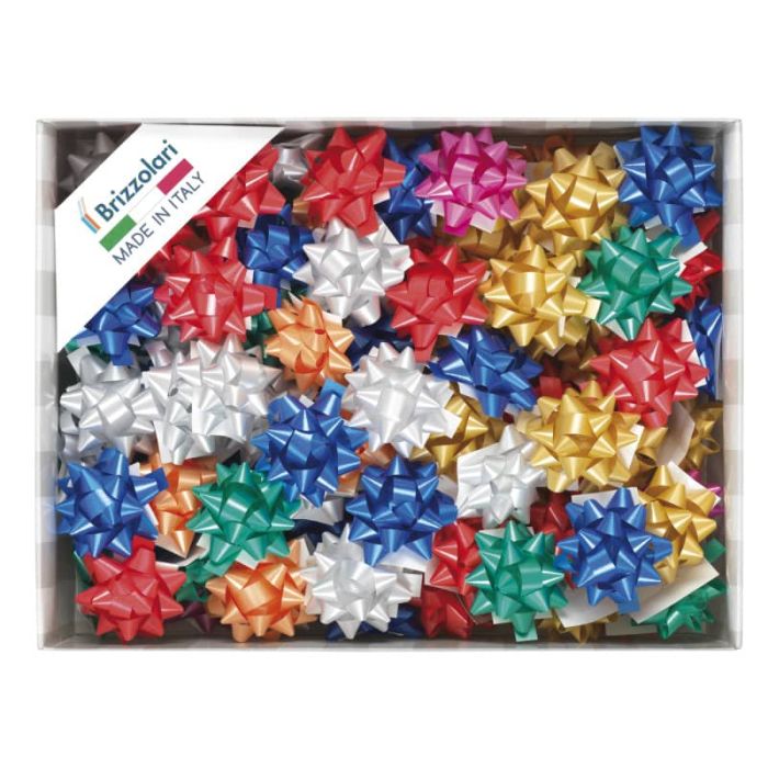 Stelle adesive per pacchi regalo Brizzolari 10 mm Ø 50 mm assortiti opaco conf. 100 - 3000 main product photo