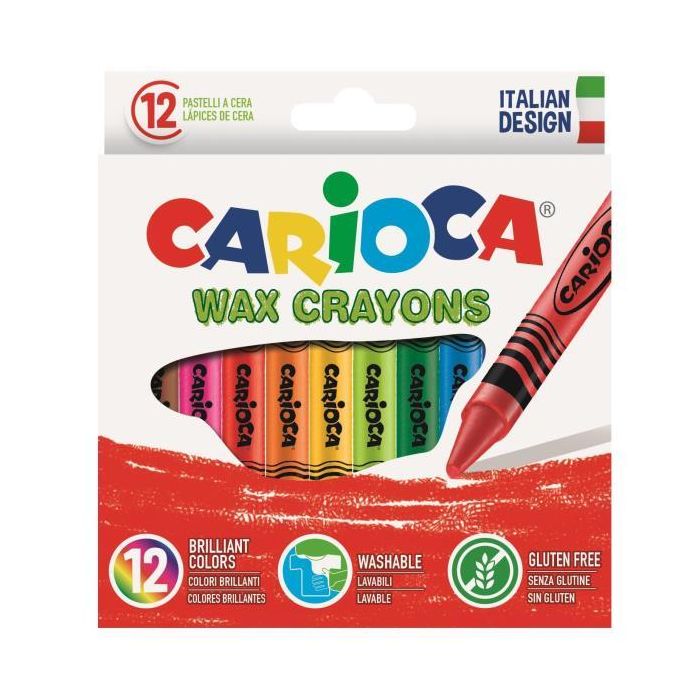 Pastelli a cera Carioca Wax Crayons punta 8 mm - conf. da 12 colori assortiti - 42365 main product photo