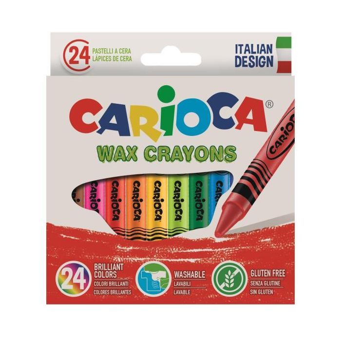 Pastelli a cera Carioca Wax Crayons punta 8 mm - conf. da 24 colori assortiti - 42366 main product photo