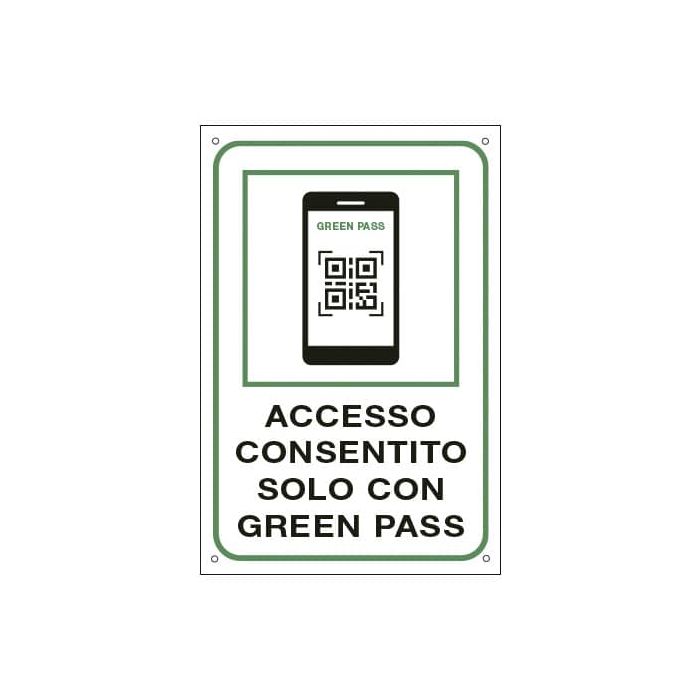 Cartello informativo 30x20 cm Cartelli Segnalatori "Accesso consentito solo con il Green Pass" - 35371 main product photo
