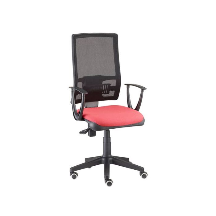 Sedia operativa girevole Unisit Nereide NDA schienele in rete - rivestimento Eco rosso - con braccioli - NDA/BRTM/ER main product photo