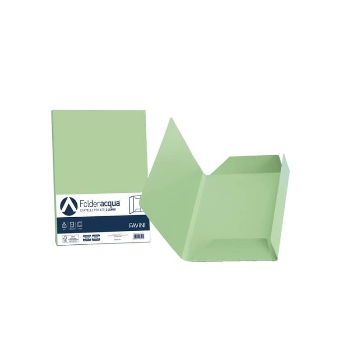 Cartellina 3 lembi Favini FOLDER 3L Luce&Acqua 200 g/m² 24,5x34,5cm verde chiaro 09 conf.25 - A50P434 main product photo