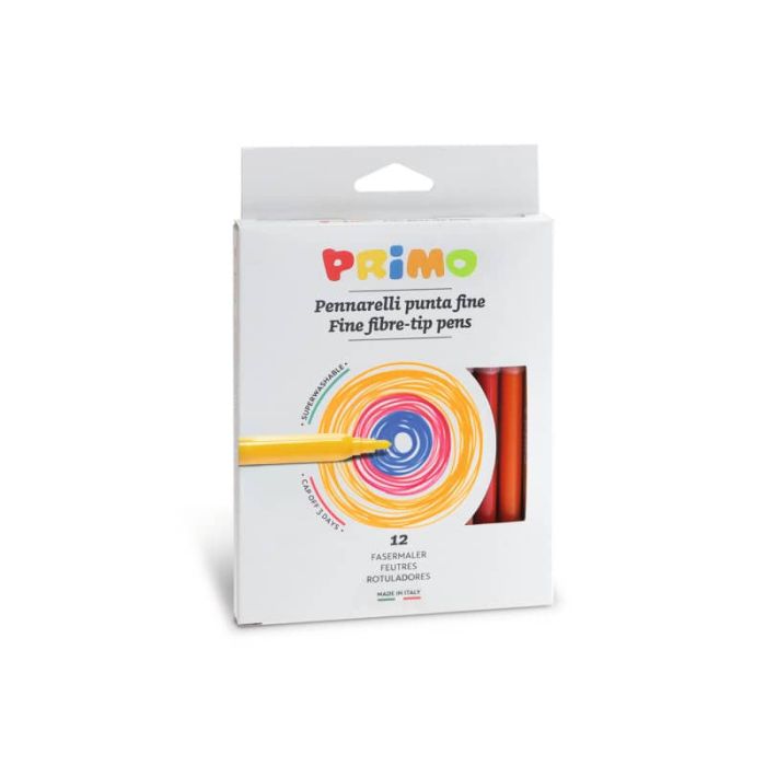 Pennarelli superlavabili punta fine Primo diametro 2,5 mm - colori assortiti scatola di cartone 12 pezzi - 601PEN12 main product photo