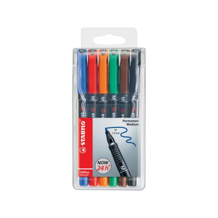 Penne Stabilo OHPen universal Medio (M) 1 mm assortiti astuccio da 6 - 843/6 main product photo