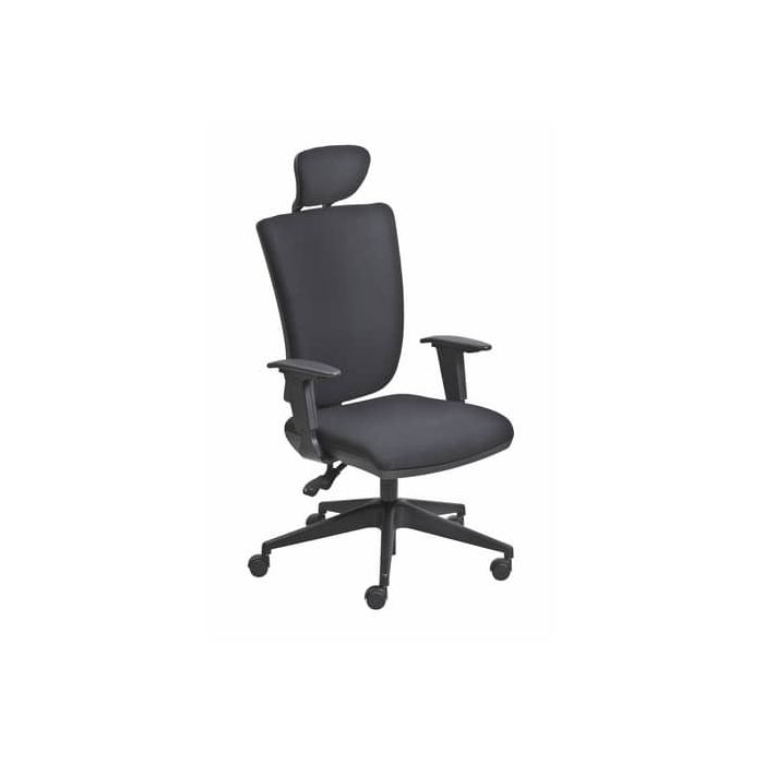 Poltrona semi-direzionale Seditaly Comfort tessuto ignifugo nero braccioli regolabili e poggiatesta - CMGPC4EAGB833 main product photo