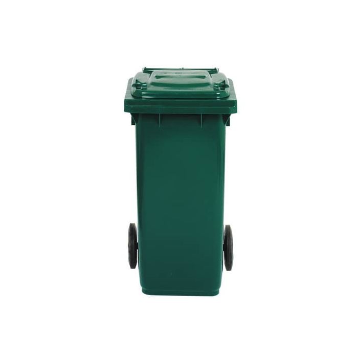 Bidone carrellato per raccolta differenziata 120 lt con coperchio PEHD Mobil Plastic verde scuro - 1/120/5-VES main product photo
