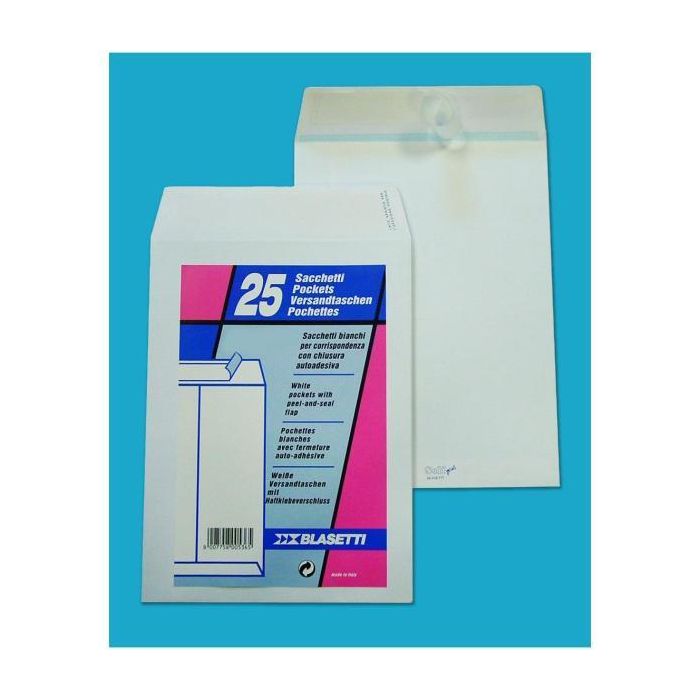 Blasetti 25 Buste A Sacco Bianco 300X400Mm 100Gr C/Strip Self main product photo