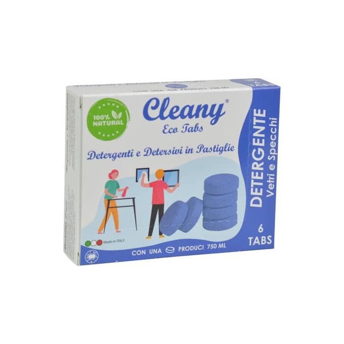 Detergente igienizzante vetri e specchi in pastiglie CLEANY Eco tabs brezza marina - conf. 6 pz - CLT200 main product photo