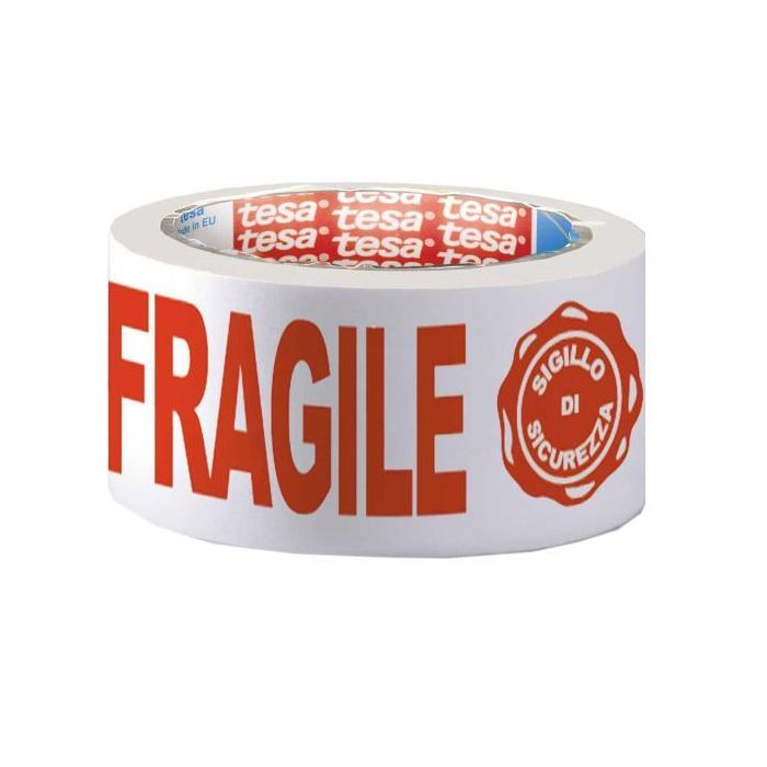 Nastro stampato trasparente Tesa con scritta ''Fragile + Sigillo garanzia'' - 66 m x 50 mm - 07024-00018-03 main product photo