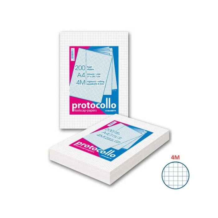 Fogli protocollo A4 - 60 gr/mq - Blasetti 4M - senza margini - Risma da 200 fogli - 1281 main product photo