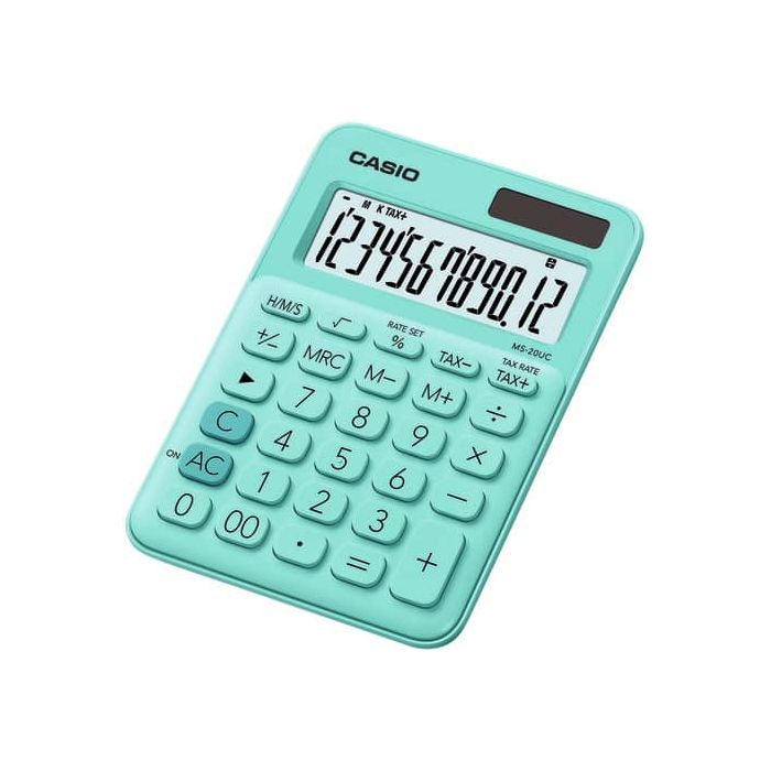 Calcolatrice da tavolo CASIO solare o batteria - 12 cifre - Verde MS-20UC-GN main product photo