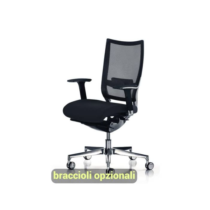 Sedia semidirezionale girevole Unisit Concept COT - schienale in rete - rivestimento similpelle nero - COT/KN main product photo