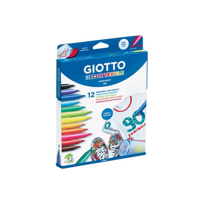 Pennarelli per tessuti GIOTTO Decor Textile tratto fine 1-3 mm assortiti astuccio da 12 - 494900 main product photo