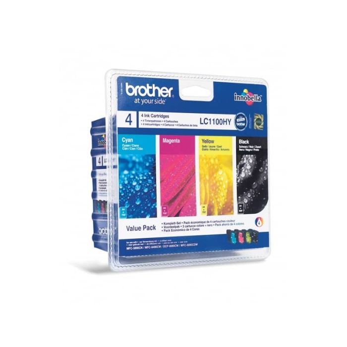 Cartucce inkjet alta resa blister 1100 Brother nero+ciano+magenta+giallo Conf. 4 - LC-1100HYVALBP main product photo