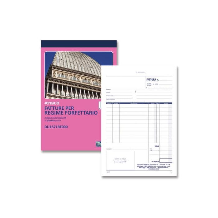 Blocco fatture per regime forfettario data ufficio - 50x2 copie autoricalcanti A5 - DU1671RF000 main product photo