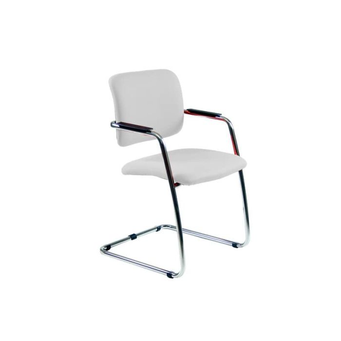 Sedia visitatore con slitta Unisit Lithium LTLT struttura cromata - rivest. similpelle bianco impilabile LTLT/KQ main product photo