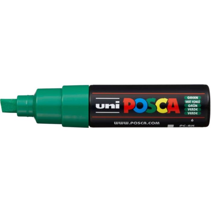Marcatore a tempera POSCA Uni-Ball punta a scalpello 8 mm verde M PC8K V main product photo