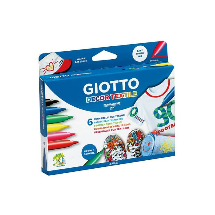 Pennarelli per tessuti GIOTTO Decor Textile tratto fine 1-3 mm assortiti astuccio da 6 - 494800 main product photo