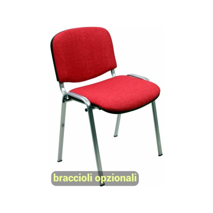 Sedia visitatore 4 gambe Unisit Dado D5G acciaio grigio - rivestimento eco rosso - Conf. 2 pezzi - D5G/2/ER main product photo