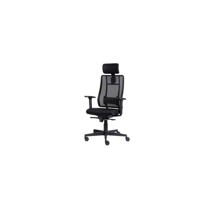 Poltrona semi-direzionale Liberty Syncro Seditaly tessuto ignifugo con poggiatesta nero - LTGPS1TEGB1R1 main product photo