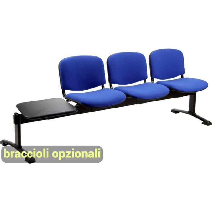 Panca 3 posti attesa Unisit Dado D53PT con tavolino - rivestimento ignifugo blu - D53PT/IB main product photo