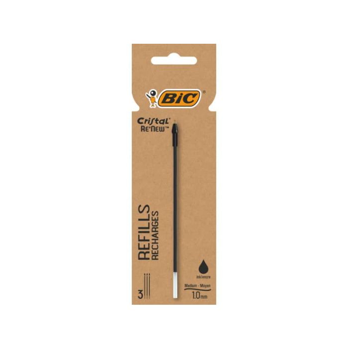 Refill Bic Cristal Re'New - conf. 3 pezzi BIC nero 503839 main product photo