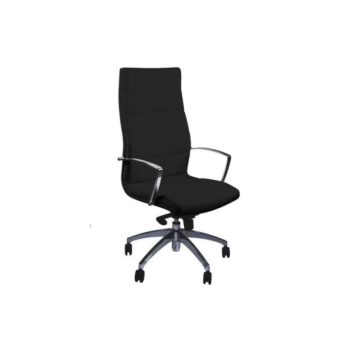Poltrona direzionale girevole Unisit Aquarius AQPFA schienale alto - rivest. pelle nero con braccioli - AQPFA/PN main product photo