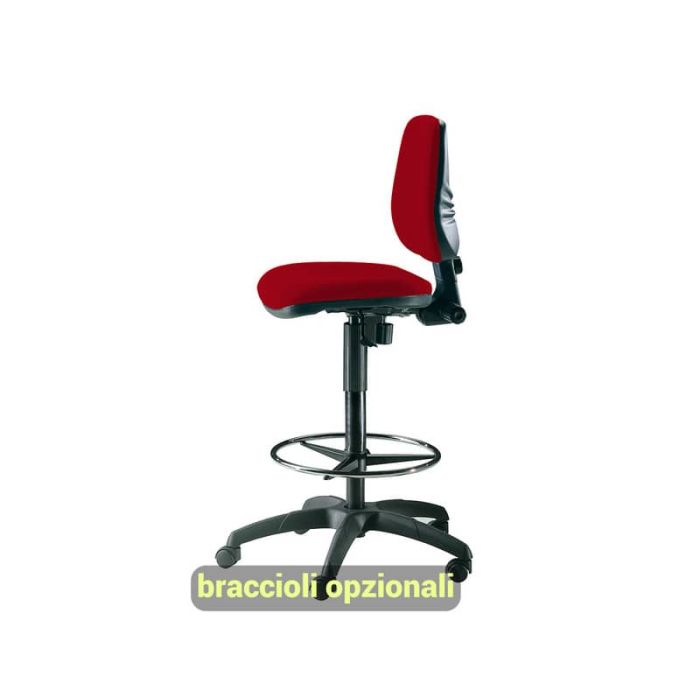 Sgabello tecnico Unisit Esos EOE1 seduta alta - poggiapiedi telescopico - rivestimento ignifugo rosso - EOE1/IR main product photo