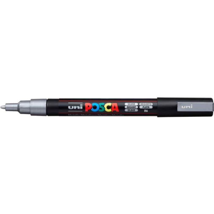 Marcatore a tempera POSCA Uni-Ball punta tonda 0,9-1,3 mm argento M PC3M ARG main product photo