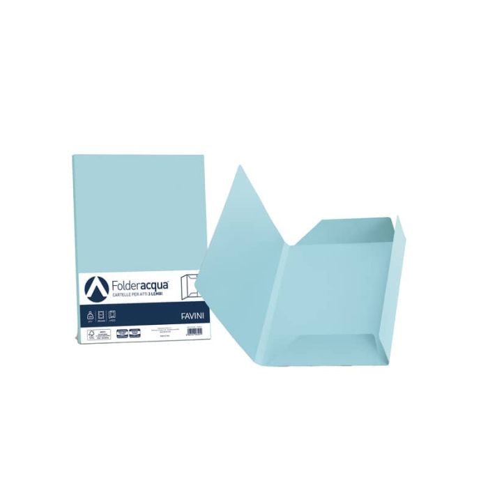 Cartellina 3 lembi Favini FOLDER 3L Luce&Acqua 200 g/m² 24,5x34,5cm celeste 08 conf.25 - A50T434 main product photo