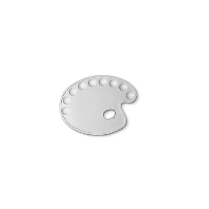 Tavolozza ovale CWR - bianca - plastica 9 scomparti - 30x22 cm 185 main product photo