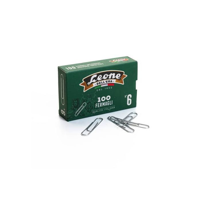 Fermagli Leone in filo zincato ritrafilato N. 6 1,2x58 mm rotondi zinco brillante scatola da 100 pz. - FZ6 main product photo