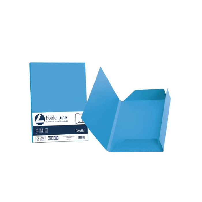 Cartellina 3 lembi Favini FOLDER 3L Luce&Acqua 200 g/m² 24,5x34,5cm azzurro 55 conf.25 - A50G434 main product photo