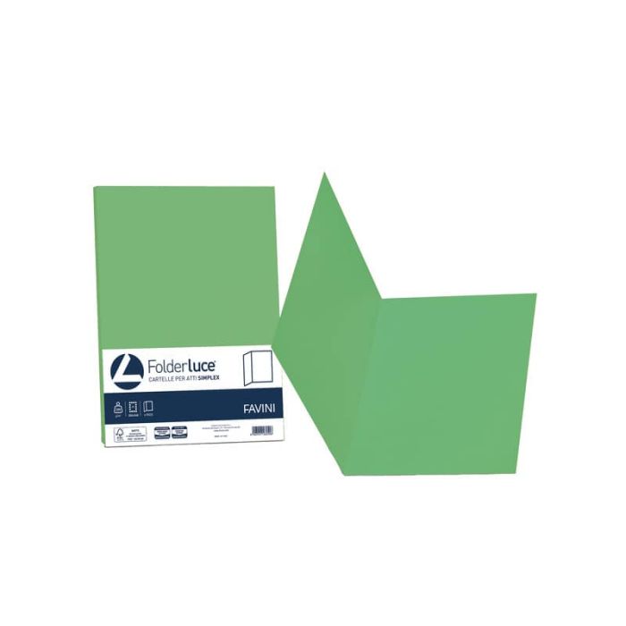 Cartellina semplice FAVINI FOLDER S cartoncino Simplex Luce&Acqua 200 g/m² 25x34cm verde 60 conf.50 - A50D664 main product photo