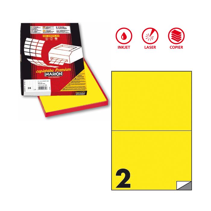 Etichetta adesiva C/509 giallo fluo 100fg A4 210x148mm (2et/fg) Markin main product photo
