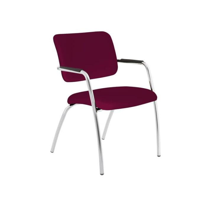 Sedia visitatore a 4 gambe Unisit Lithium LT4G struttura cromata - rivest. ignifugo bordeaux LT4G/ID main product photo