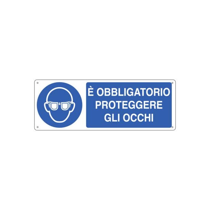 Cartello d'obbligo 35x12,5 cm Cartelli Segnalatori ''E' obbligatorio proteggere gli occhi'' - E1901K main product photo