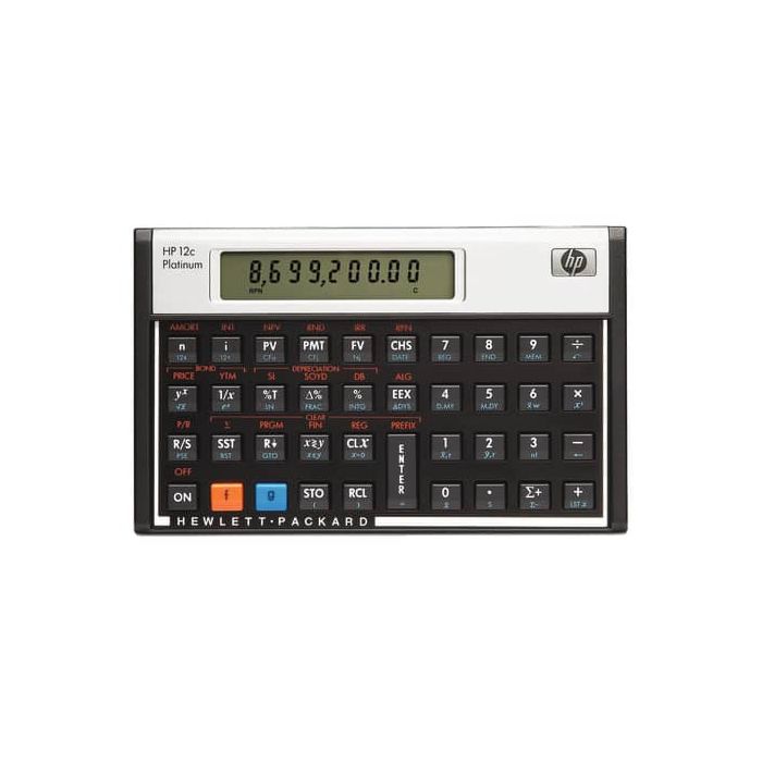 Calcolatrice finanziaria HP 12C Platinum con display LCD da 12 caratteri regolabile nero/argento HP-12C PLAT/UUZ main product photo