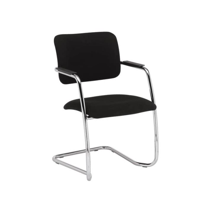 Sedia visitatore con slitta Unisit Lithium LTLT struttura cromata - rivest. ignifugo nero - impilabile LTLT/IN main product photo