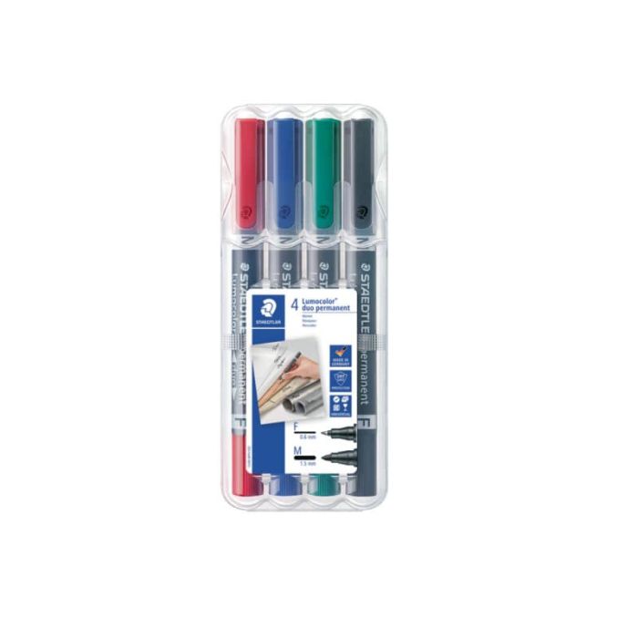 Marcatori doppia punta Staedtler Lumocolor permanent duo 348 assortiti astuccio da 4 pezzi - 348 WP4 main product photo