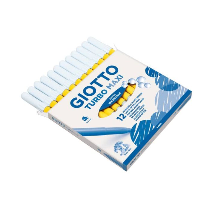 Pennarello GIOTTO Turbo Maxi punta grossa in fibra 5 mm giallo medio Conf. 12 pezzi - 456002 main product photo
