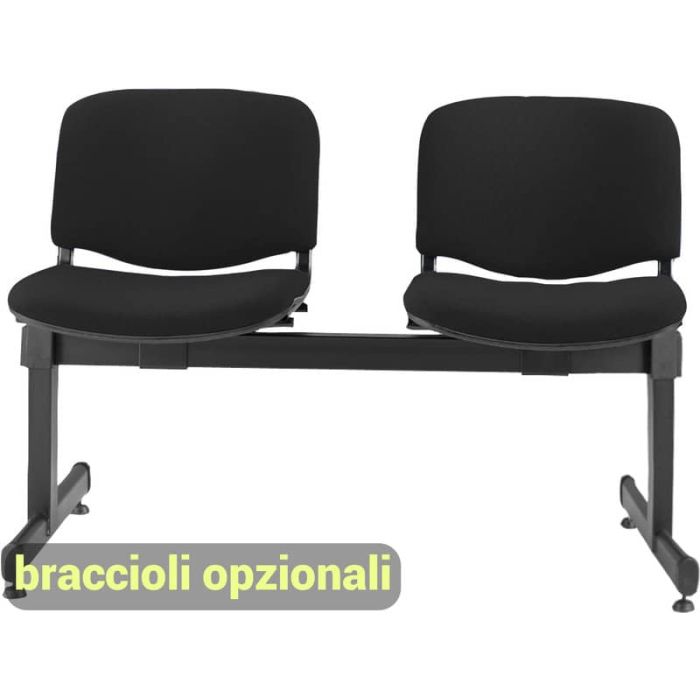 Panca 2 posti attesa Unisit Dado D52P - rivestimento ignifugo nero D52P/IN main product photo